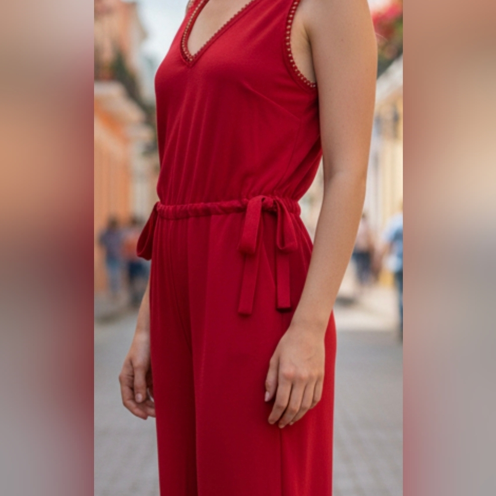 Carolina Belle Scarlet Sleeveless, 3/4 Length Jumpsuit